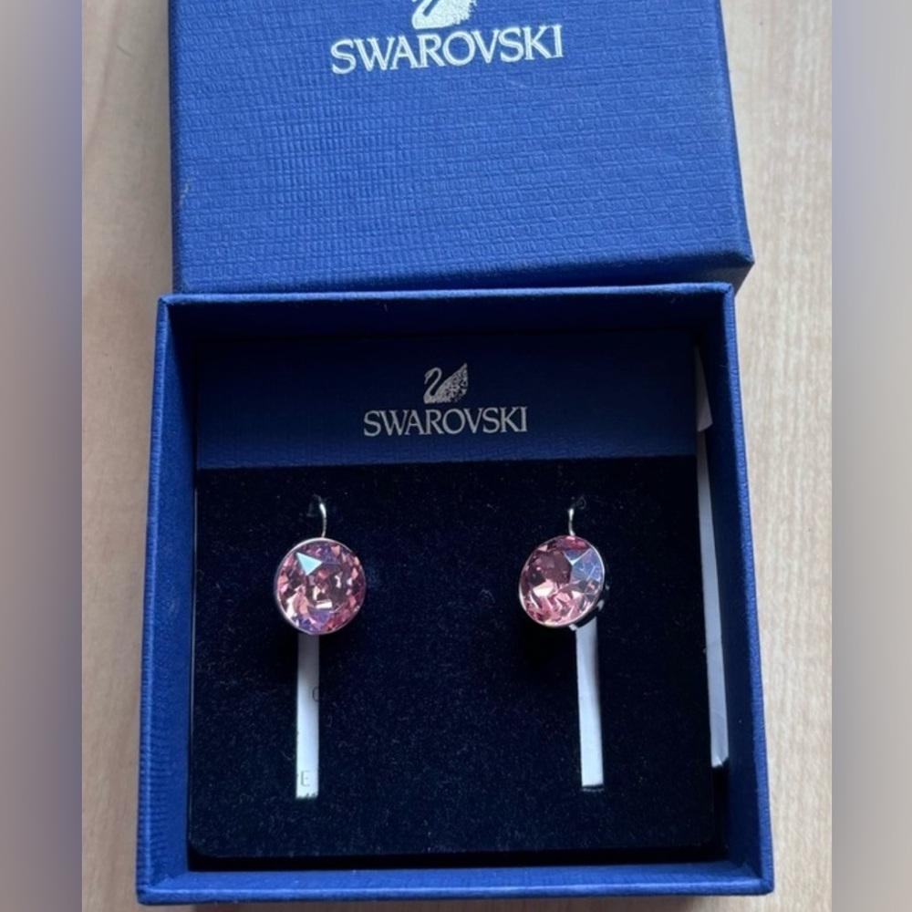 RARE FIND, LARGE, Authentic Swarovski Bella Drop Earrings, Light Pink. BNIB. - Picture 2 of 12